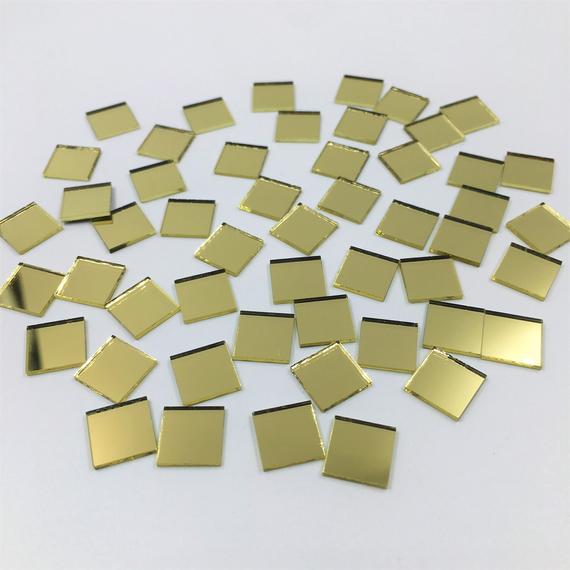 200 stk / mye firkantet form glassmosaikk speil fliser måke håndverk speil  i 1cm x 1cm