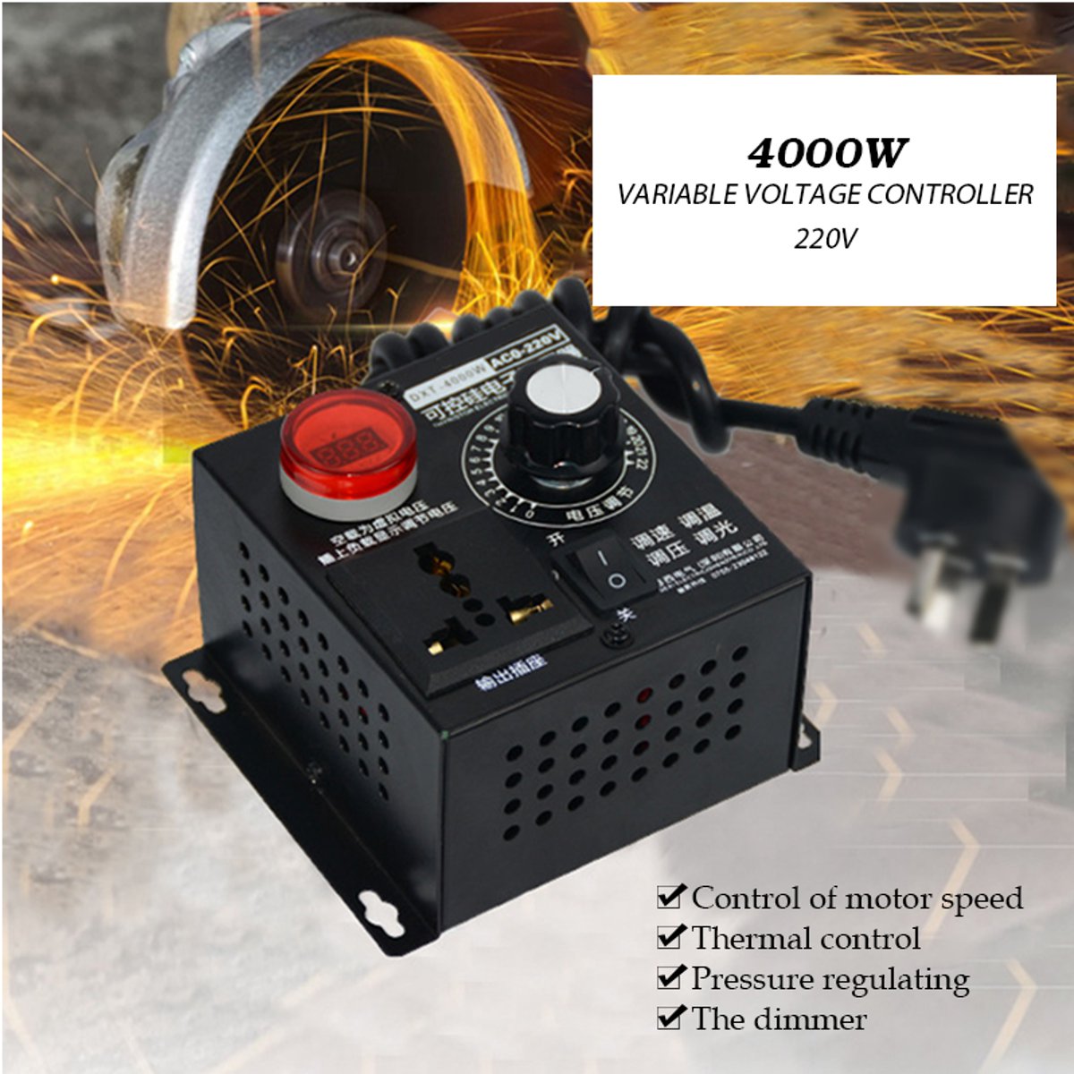 220v 4000w variabel spændingsregulator til blæserhastighed motorstyring lysdæmper højeffektstyret elektronisk spændingsregulator