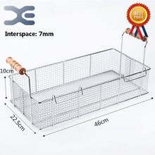46cm*22.5cm*10cm frituregryderet i rustfrit stål firkantet filter netto krypteret dørformet stegekurv frituregryde
