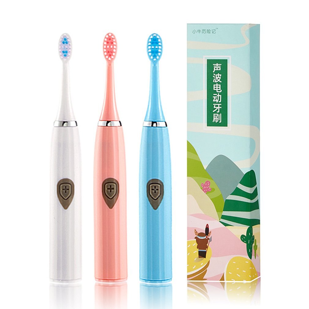 3-in-1 Electric Toothbrush Waterproof Upgraded Sonic Smart Replaceable Non-rechargeable Adult Soft Fur Electric Toothbrush