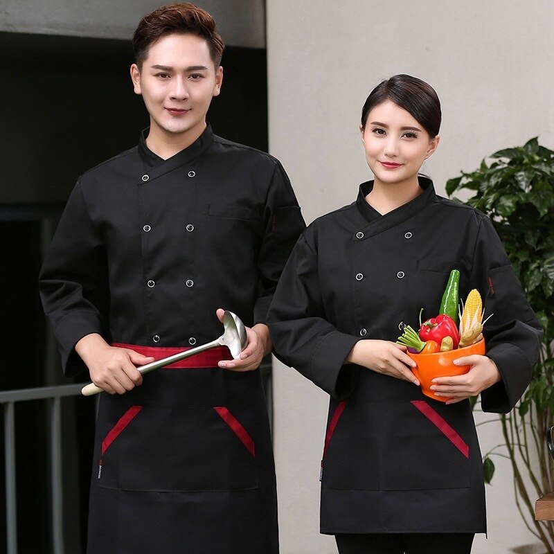 Kokin hattu työvaatteet uroshotelli keittiö kokin univormut yhtenäisiin ruoanlaittovaatteisiin länsimaisen ravintolan pitkät hihat