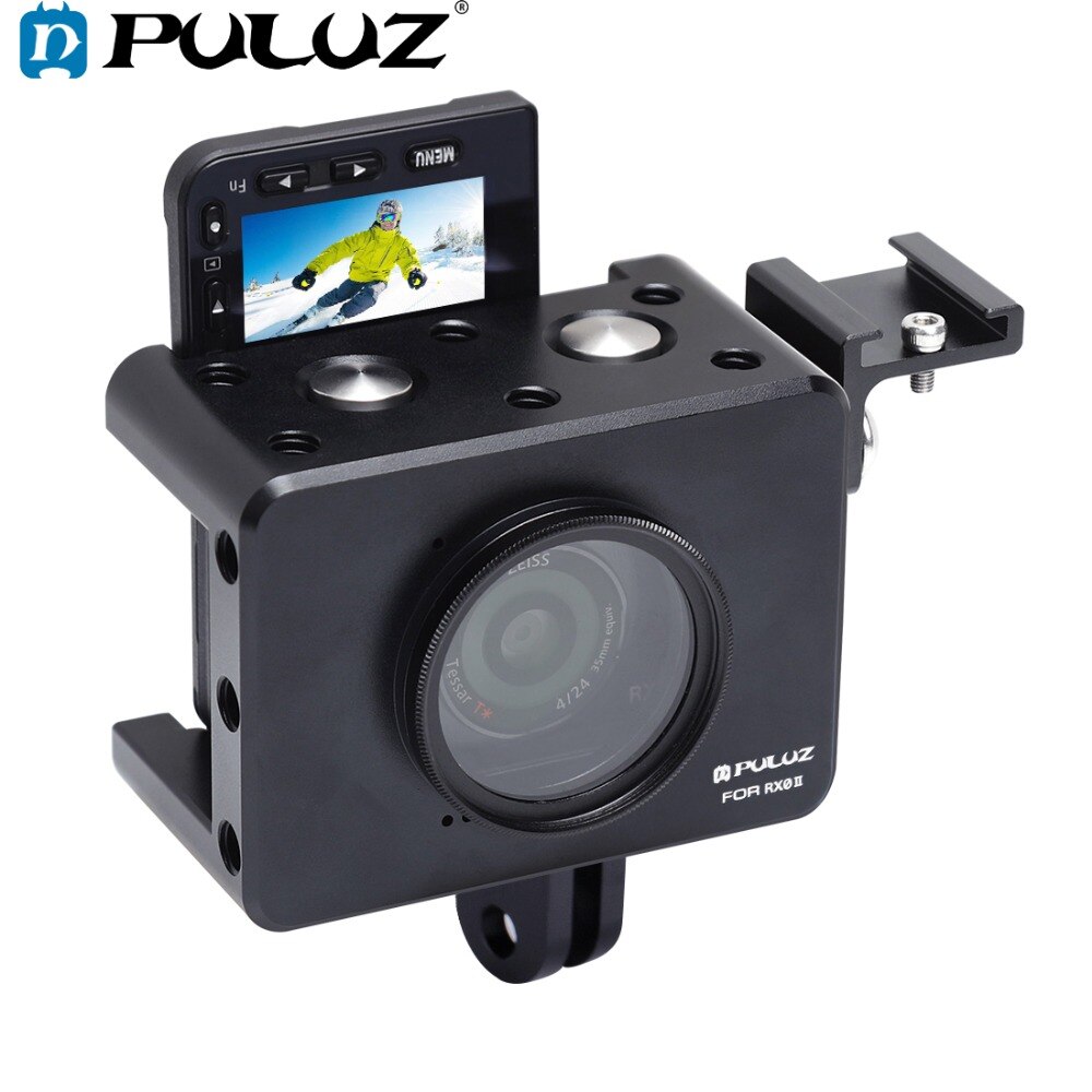 PULUZ Gehäbenutzen Hülse CNC Aluminium Legierung Schutzhülle KäFeige & 37mm UV Objektiv & Kalt-schuh Basis montieren & schraube & Stativ Adapter für Sony RX0 II
