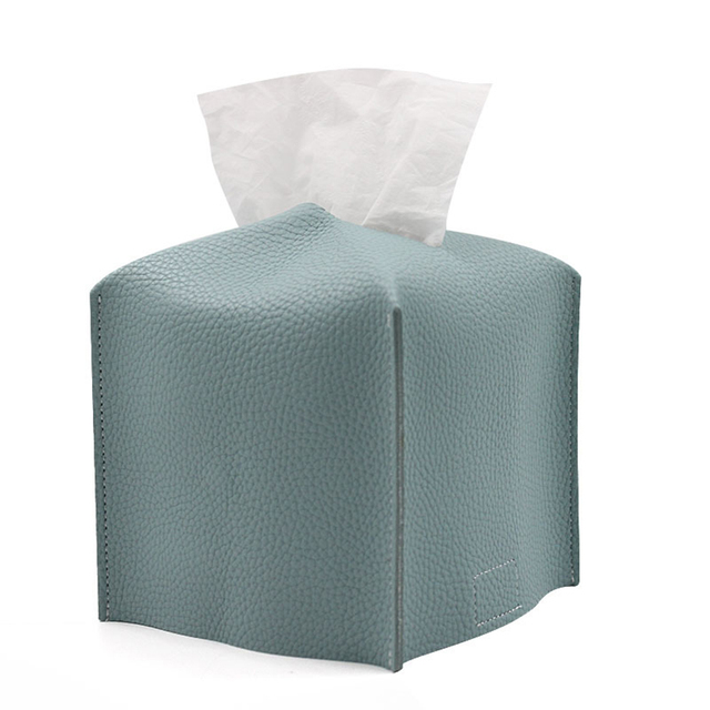Tissue Box Cover Holder, Square Decoration Pu Leather Facial Tissues Case Roll Paper Dispenser For Bathroom Vanity Countertop: Blue-S