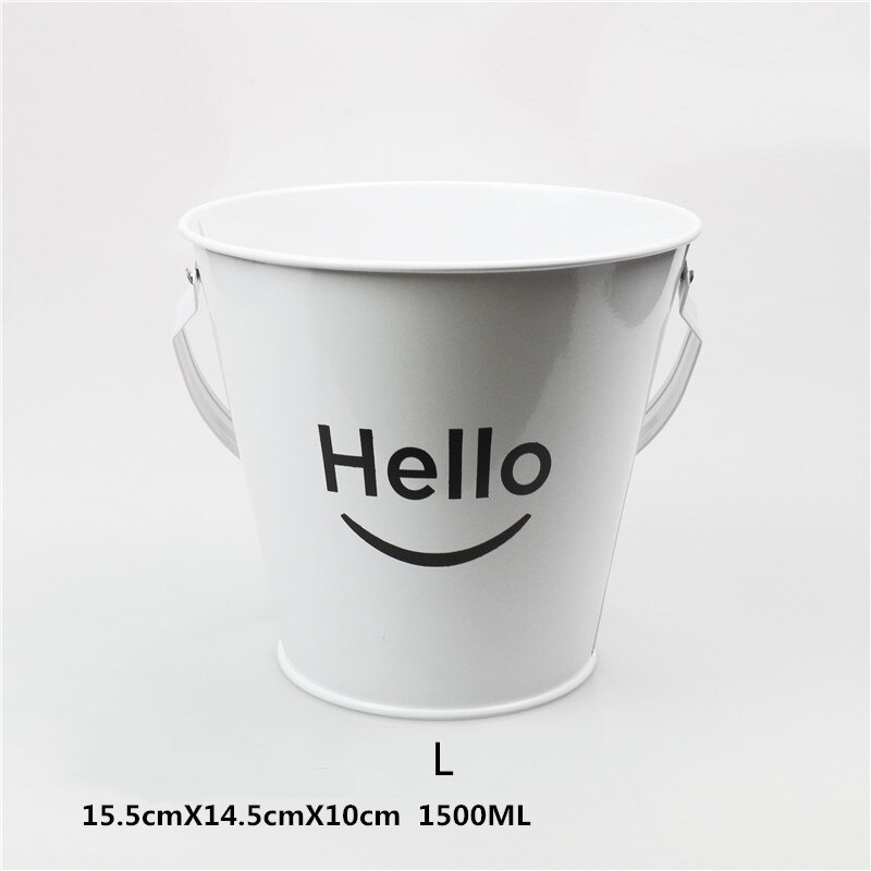 Secchiello per il ghiaccio patatine fritte secchiello piccolo caffetteria Bar Party creativo Mini secchiello per il ghiaccio patatine fritte barile ferro: Hello-White-L