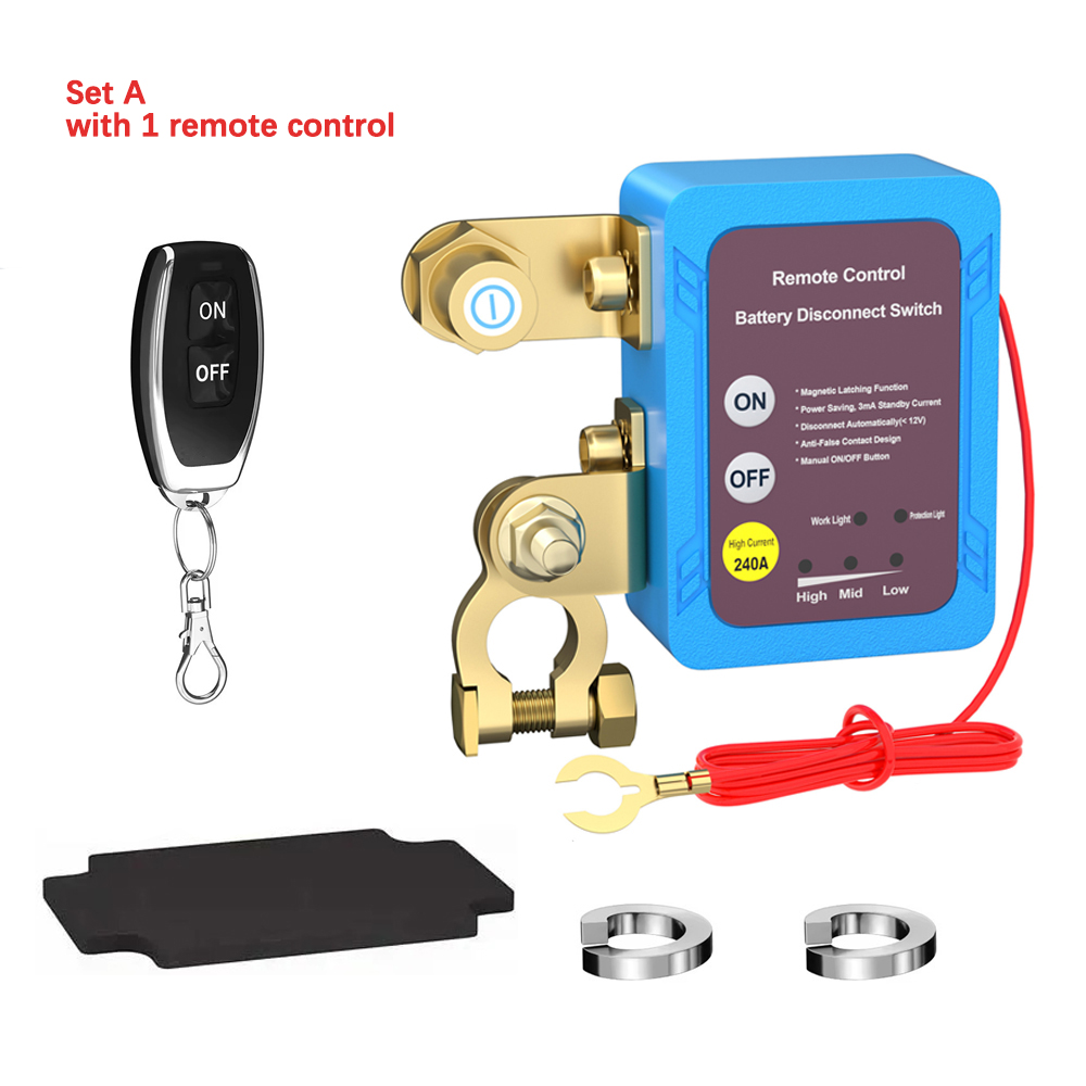 Interruptor de alimentación desconexión de batería, 12V, 240A, interruptor de apagado y apagado con interruptor de Control remoto para coche y camión: Descolorido