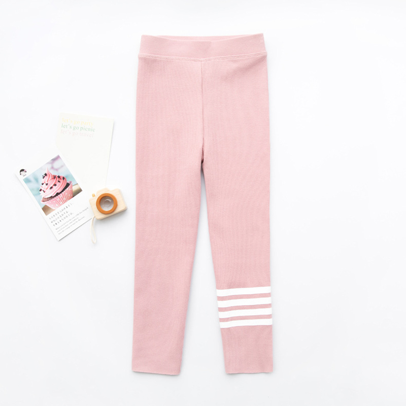 Leggings de rayas rosas para bebés y adolescentes, ropa de algodón de 4 a 18 años, estilo, lápiz infantil, pantalones ajustados
