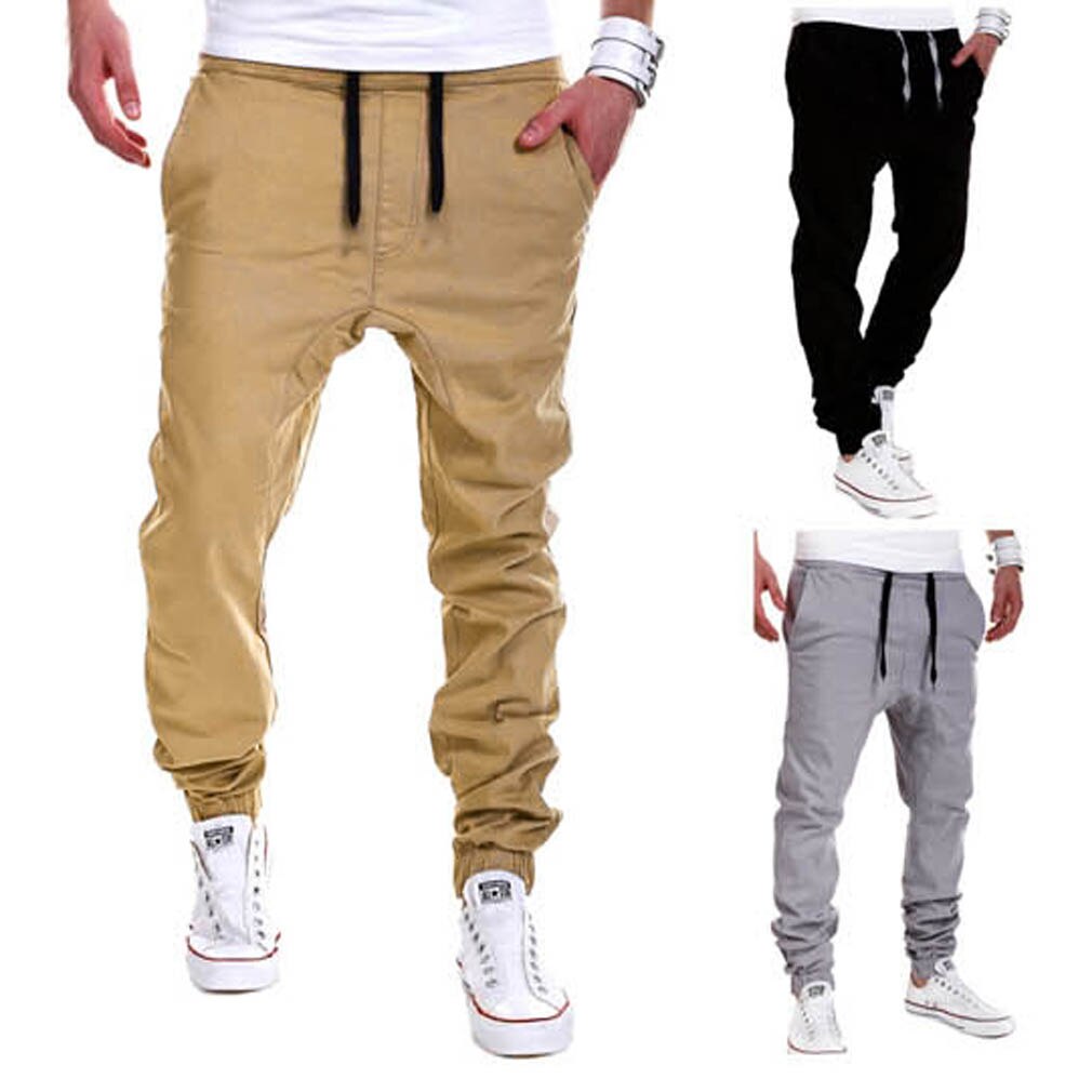 Autumn Winter Men Full Sportswear Pants Loose Cotton Mens Fitness Workout Pants Jogger Man Pocket Trousers Elastic Waist