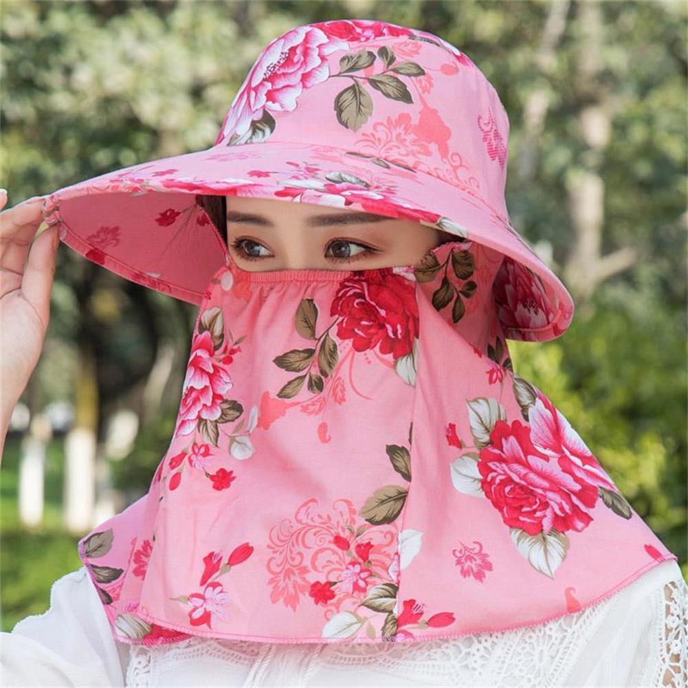 Chapeau de soleil pour femmes, Anti-UV, Protection du visage et du cou, dôme, grand bord, respirant, casquette pour le thé: watermelon red