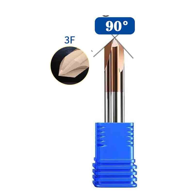 HRC55 Chamfer Milling Cutter Carbide Corner Countersink Chamfering Mill Deburring Edges V Grove Router 60 90 120 Degree 3 Flutes: 3X3DX50L / 34mm