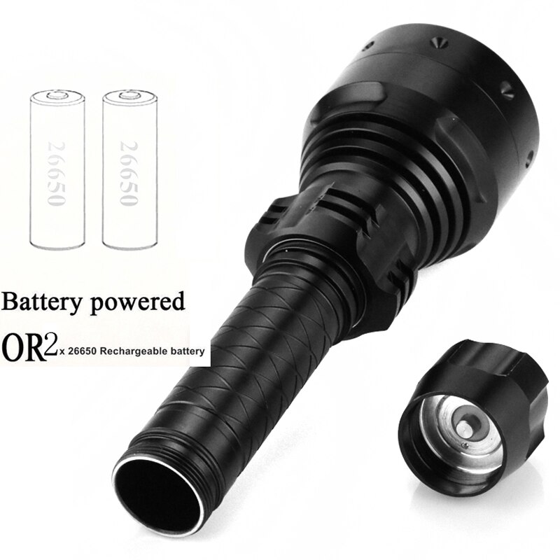 Infrared night vision device fill light flashlight 10w power adjustable focus convex lens using 2 26650 batteries