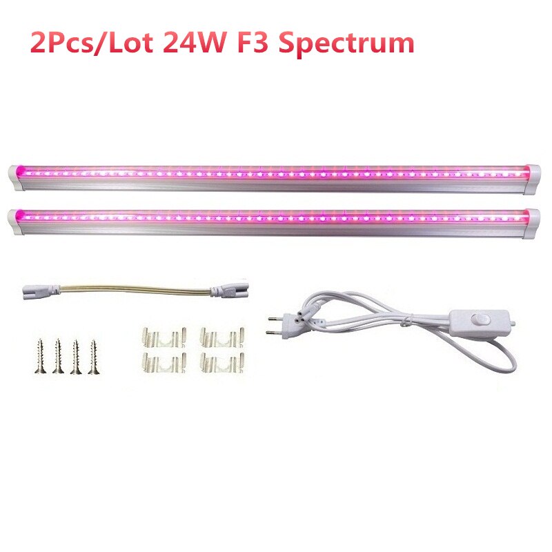 Groleds Led Voor Planten 12W 24W Led Grow Light Volledige Spectrum Phyto Lamp Plantaardige Licht Volledige Spectrum Led 110V 220V Groeien Lamp Hydro: 2Pcs 24W F3 Spectrum / EU Plug