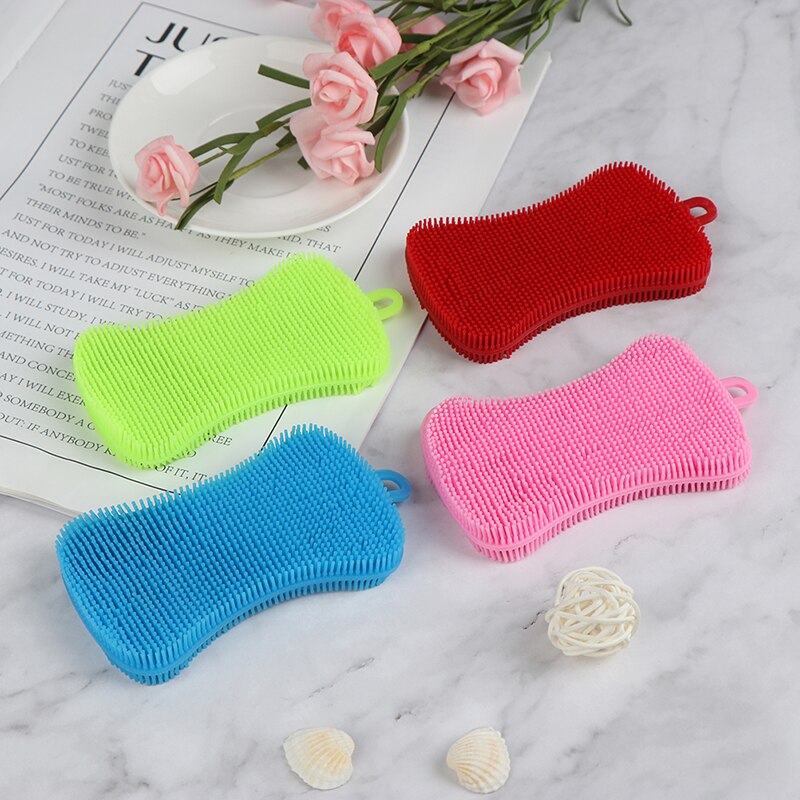 Esponja de silicone para lavar louça, panela de silicone para lavar louça e esponja, ferramenta de limpeza de cozinha