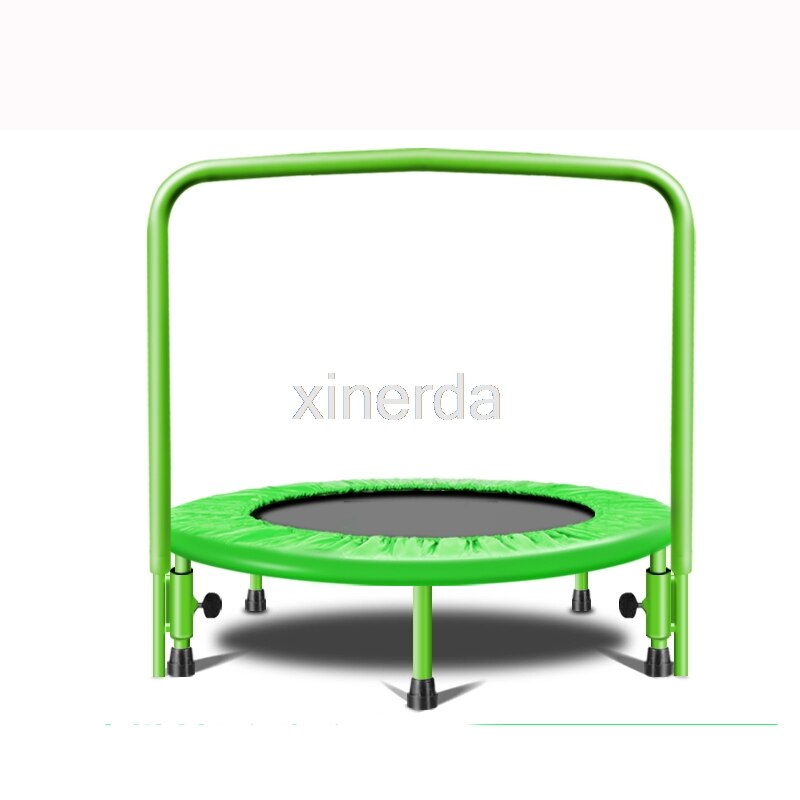 91cm trampolin med håndtag til børn børn baby fitness indendørs/udendørs trampolin bungee rebounder jumping cardio træner: Grøn