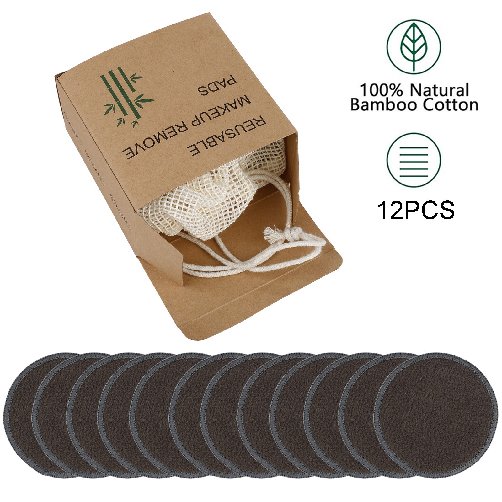 12/16/20pcs Reusable Bamboo Cotton Pads Washable Makeup Up Pads Remover Sets Washable Environmental Protection With Laundry Bag: Red