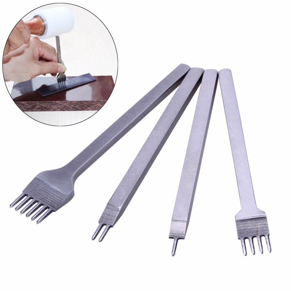 4 st/parti diy läderhantverksverktyg 3/4/5/6mm hålslag i läder sömnad stansverktyg 1+2+4+6 tappverktyg för läderbälte