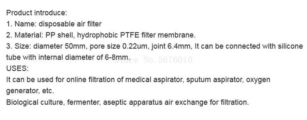 5Pcs Outer Dia 50Mm 0.22um Wegwerp Luchtfilter Zuurstof Filter, In-Line Bacteriële Filter, gebruikt Voor Lab Verstuiver Etc