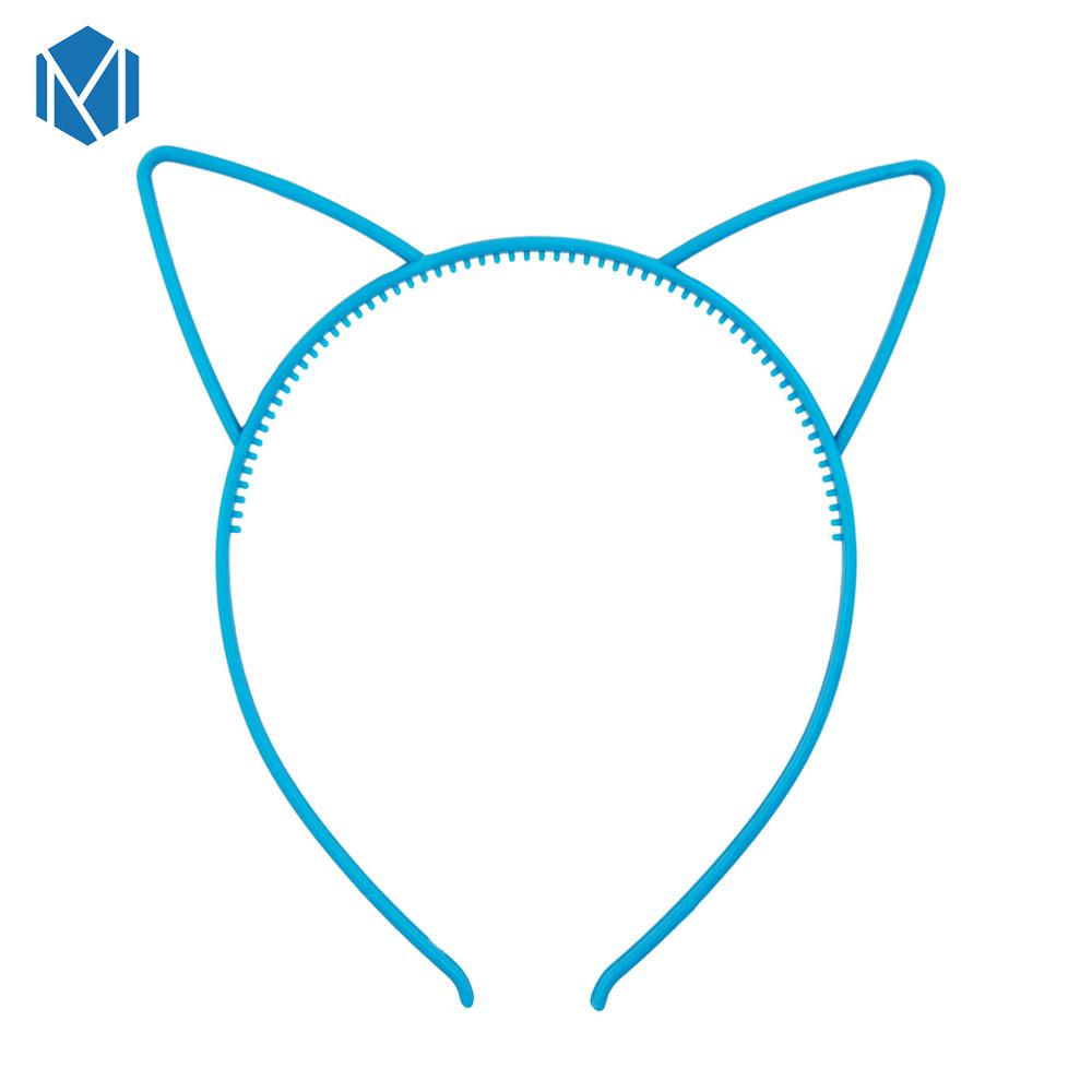 M mism 1 st tjejer katt öron pannband krondiadem prinsessa med plast djur hår band fjäril rosett tillbehör huvudbonad tjej: Kattöra e