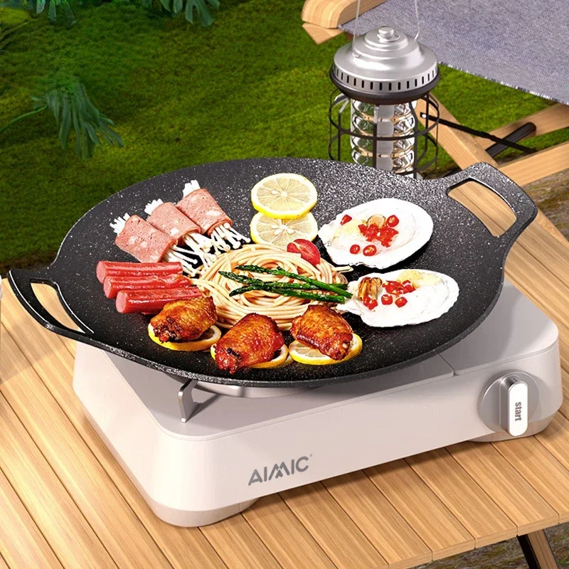 Induktions-Antihaft-Pfanne für Pfannkuchen, Guss, Grillen, Grillen, Kochen, Eisen, Bratpfanne, dicke Pfanne, flacher draussen-Herde, Topf, Braten, Grillstein