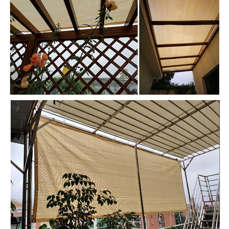 Beige 90% Sun Shade Rate Net Thick High Density Partly Waterproof Home Garden Awning Fishpond Sunblock Flowers Sunscreen Window