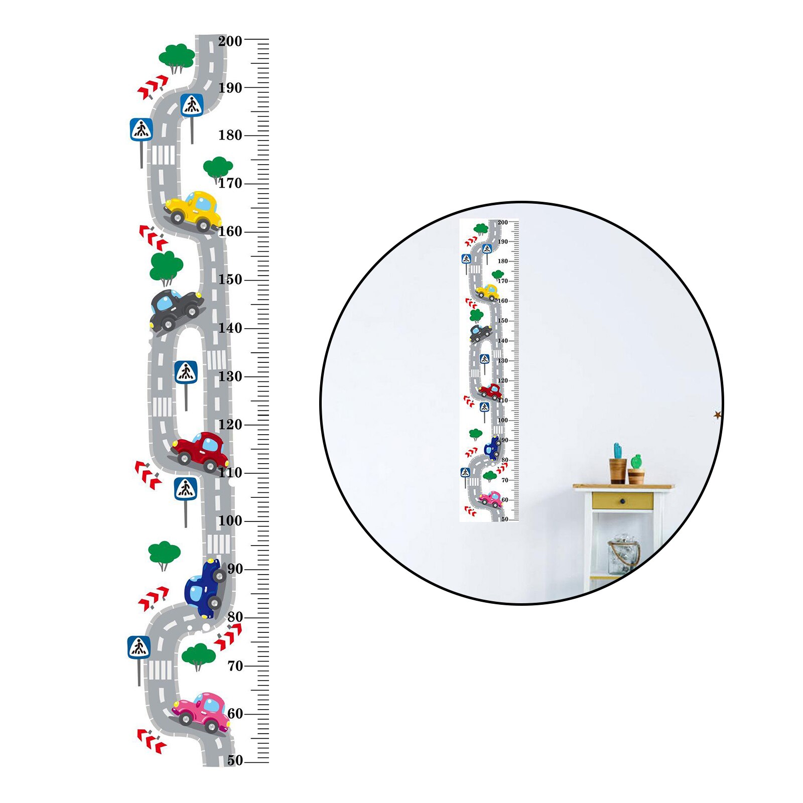 Baby Growth Chart Ruler Wall Decor Sticker for Kids, Wall Ruler Measure Chart, PVC Cartoon Height Chart DIY Wall Stickers