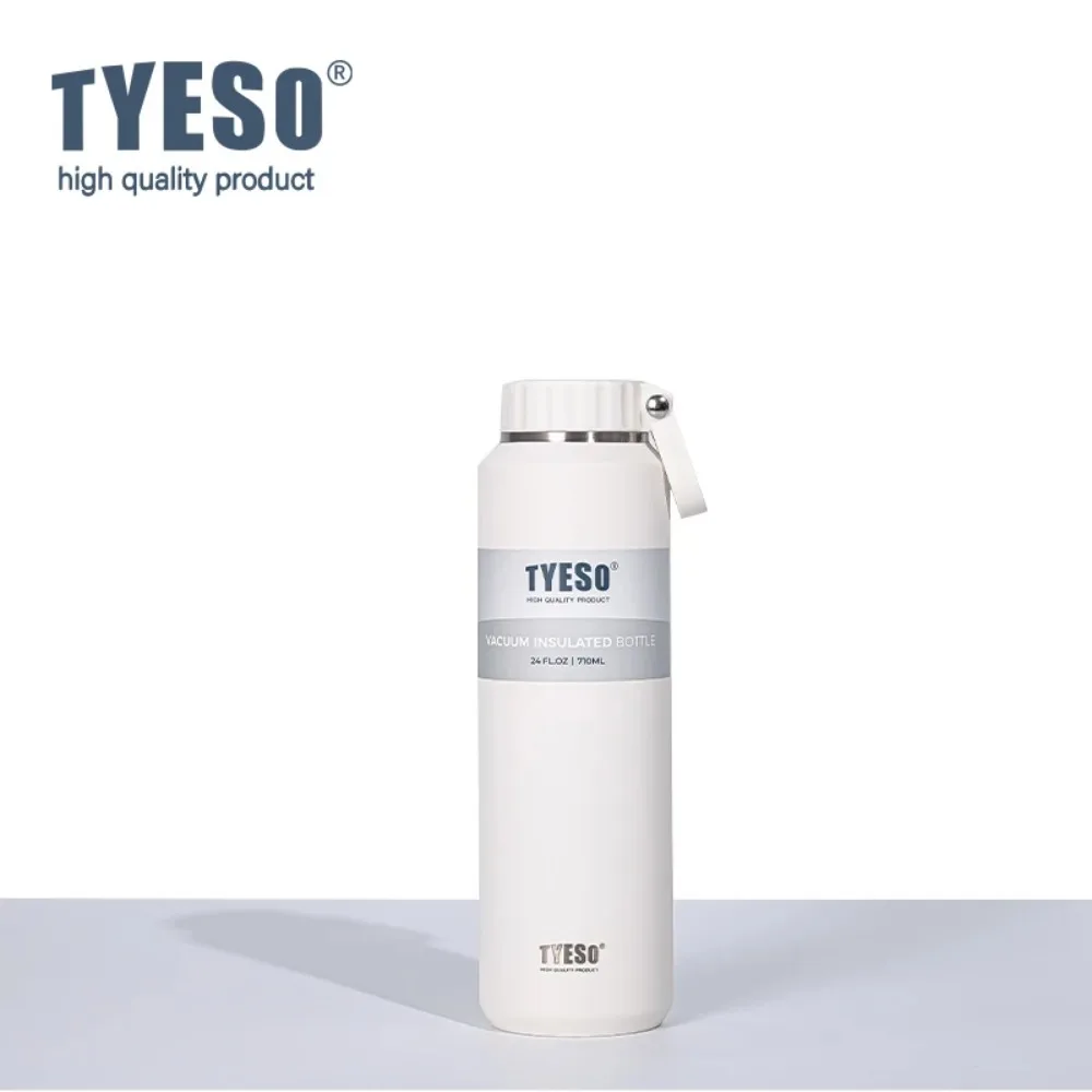 Tyeso 500ml 710ml bärbara isolerade vattenflaskor med stor kapacitet, sportvattenflaskor som håller kyla och värme, termosmugg: Svart / 401-500ml