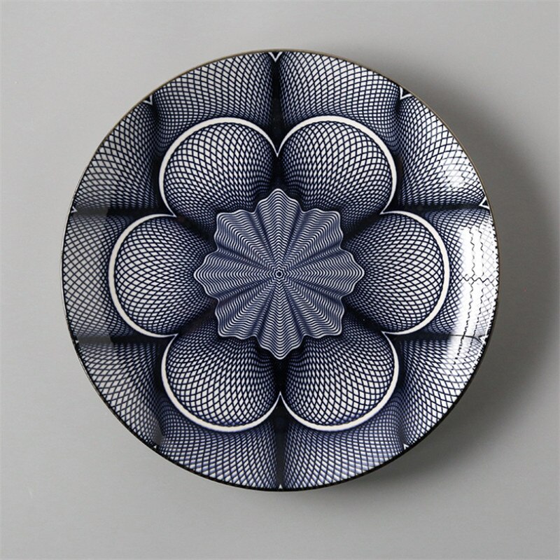 Japanese Style 8 Inch Ceramic Under Glazed Vegetable Dinner Plate Simple Dessert Plate Household Small Steak Dish Food Container: J