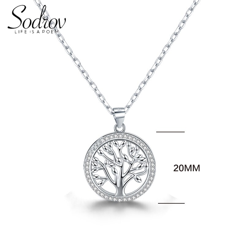 Sodrov 925 Sterling Zilver 20Mm Boom Van Leven Zilveren Ketting Voor Vrouwen Natuur Lucky Zilver 925 Sieraden Ketting