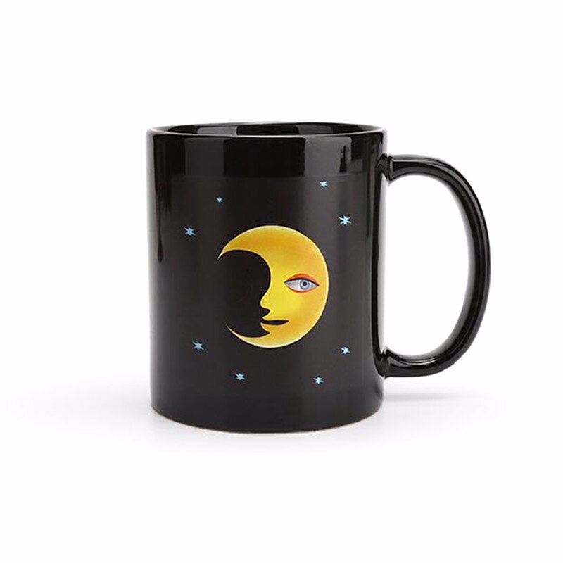 Color Changing Ceramic Mugs Coffee Mugs Milk Water Tea Cups Thermochromic Mugs Bulb Or Smiling Moon Shape Cups: smiling moon