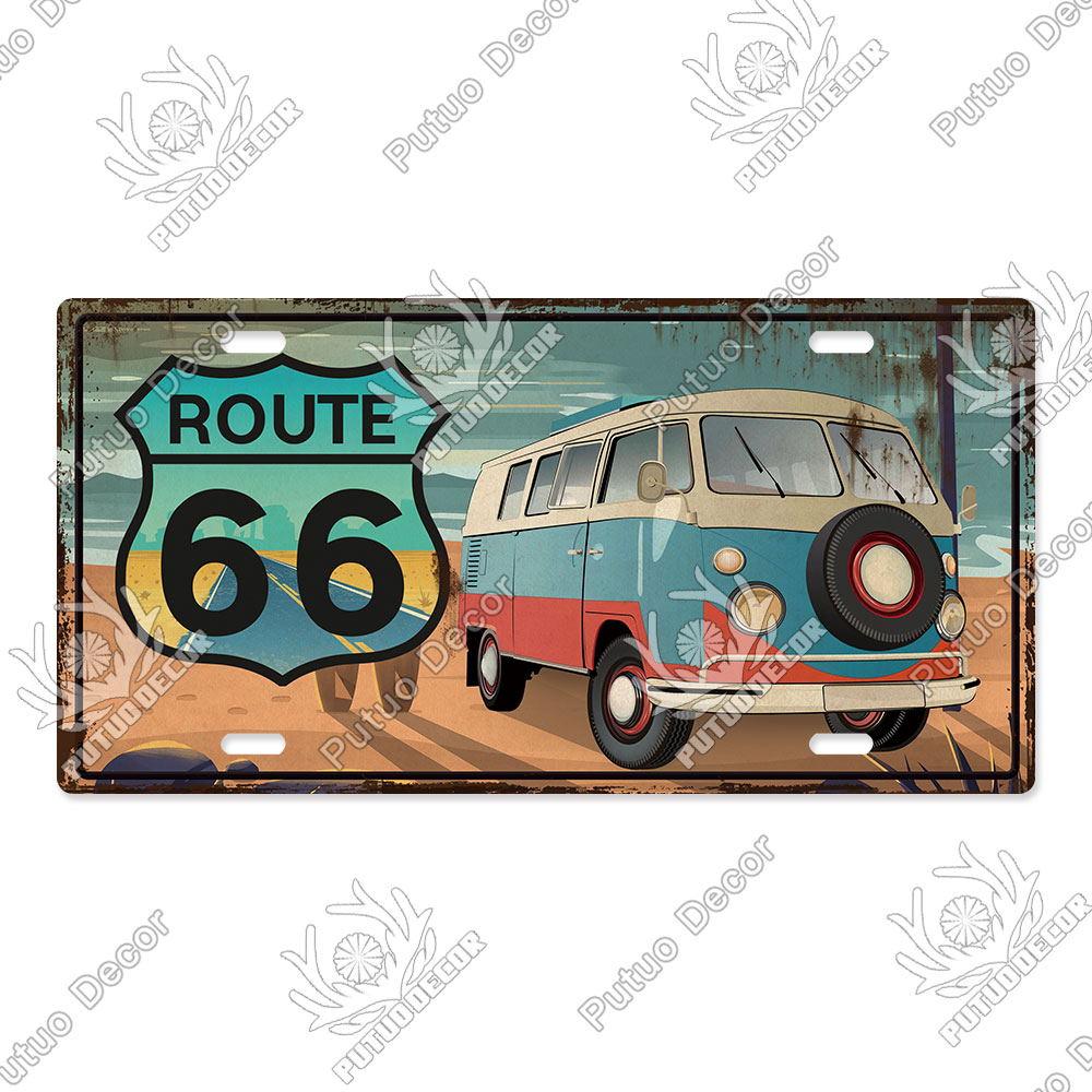 Putuo Decor-placa de matrícula Route 66, letrero de Metal Vintage para Bar, Pub, Gasolinera, garaje, hombre, cueva, decoración de pared del hogar: LP2616