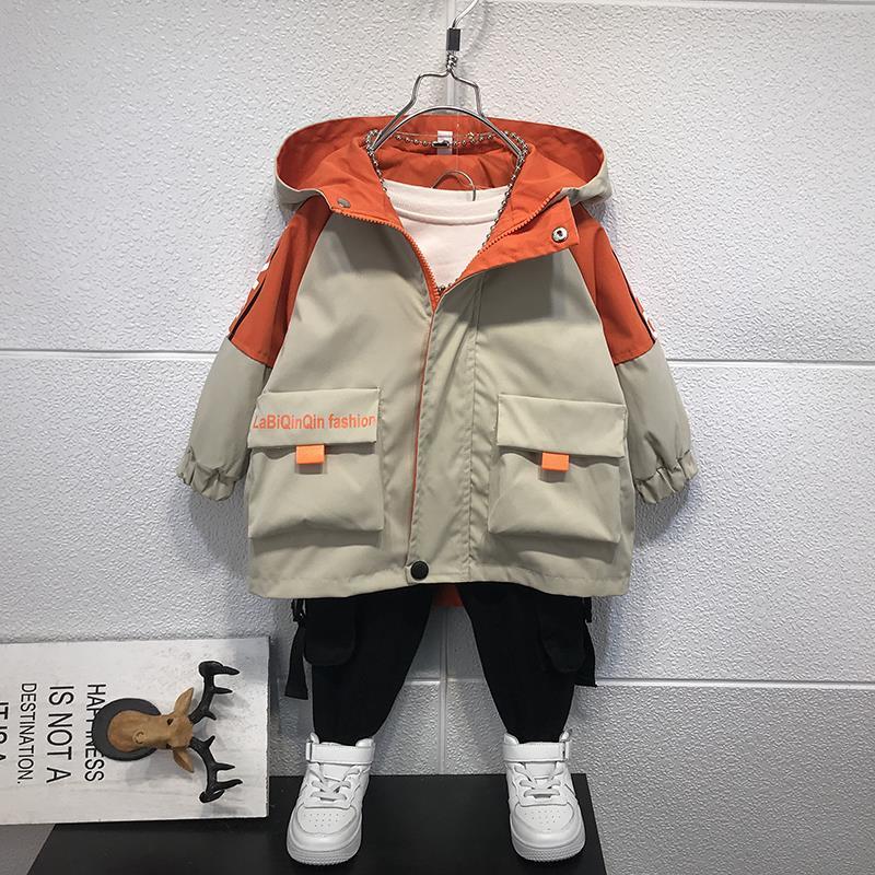 2022 jesień Kdis ubrania duża kieszeń kurtki berbeć chłopcy stroje moda koreańnarty nastolatki chłopiec odzież z kapturem