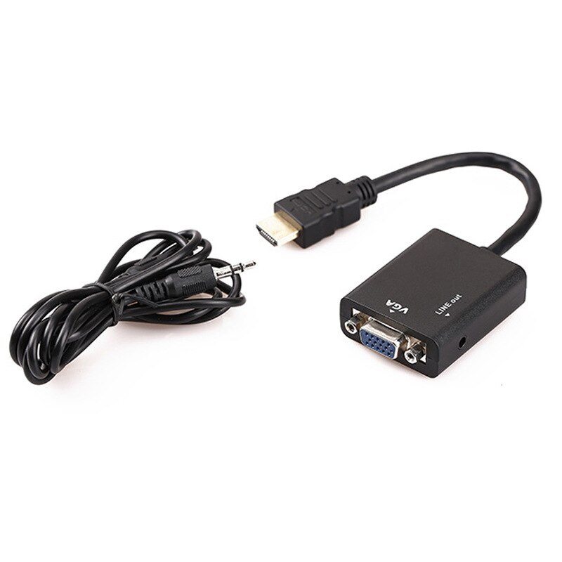 Adaptador HDMI a VGA con audio HDTV macho a VGA hembra Puerto convertidor HDMI a VGA salida 1080P HDTV Audio TV AV HDTV Video