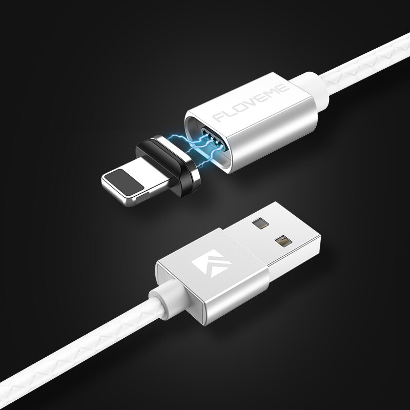 Led Magnetische Usb-kabel Snelle Opladen Type C Kabel Magnetische Lader Lading Micro Usb Kabel Mobiele Telefoon Kabel Usb Cord: White Cable
