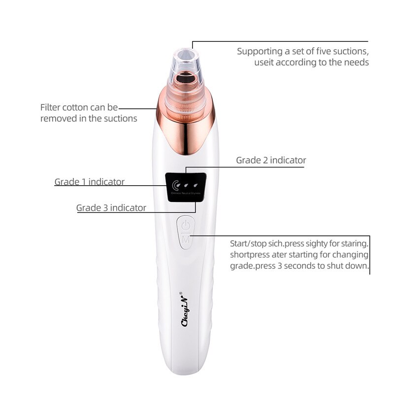 Blackhead Acne Remover Electric Facial Deep Cleansing Nose Vacuum Suction Pore Cleaner Black Dot Remover Machine Skin Care Tool