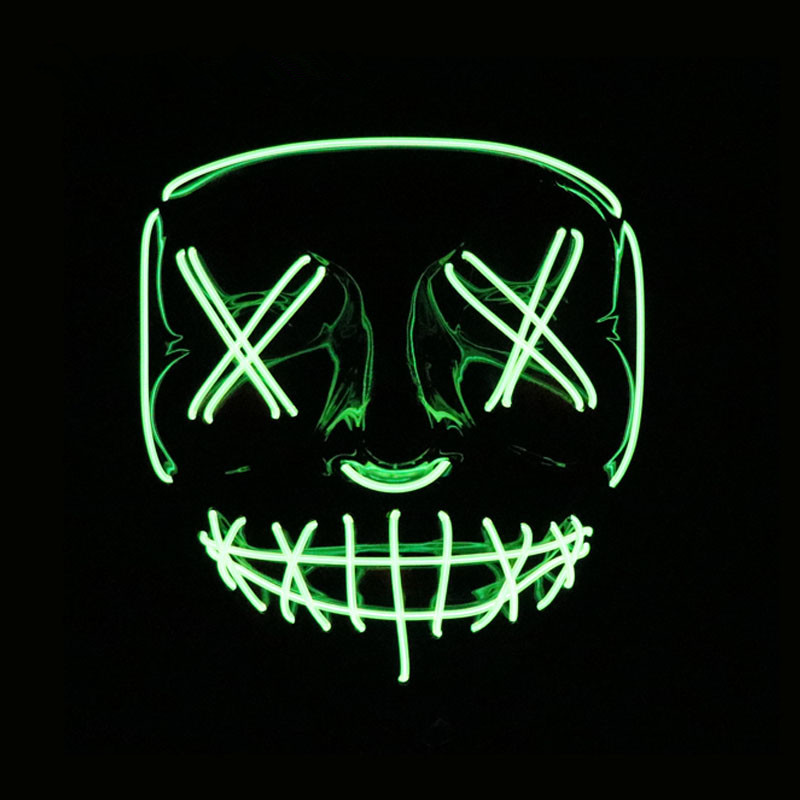 Led Mask Halloween Party Masque Masquerade Masks Neon Maske Light Glow In The Dark Mascara Horror Maska Glowing Masker Purge: Fluorescent Green