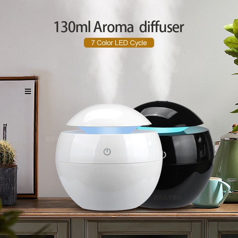KBAYBO 130ML Ultrasonic aromatherapy essential oil diffuser home electric air purifier humidifier with 7 colors LED lights