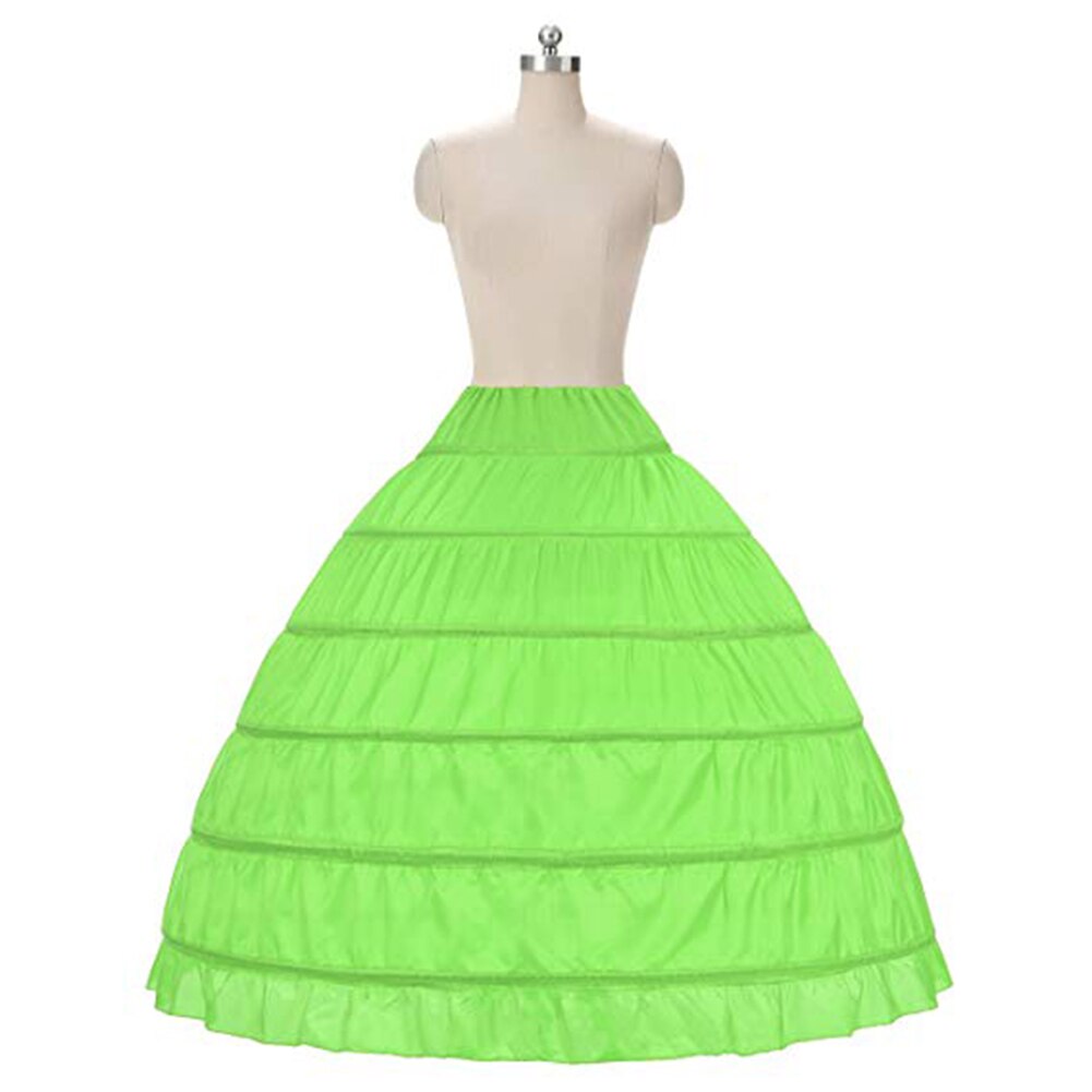 White 6 Hoops Petticoats Bustle for Ball Gown Wedding Dresses Underskirt Bridal Accessories Bridal Crinolines Skirts: Green