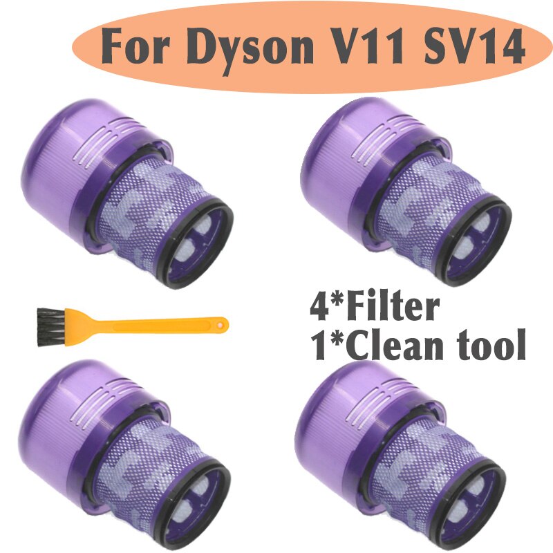 Tilbehør filtre til dyson  v11 drejningsmoment drev trådløs stik støvsuger  sv14 cyklon dyr absolutte reservedele hepa: 4 stk filter