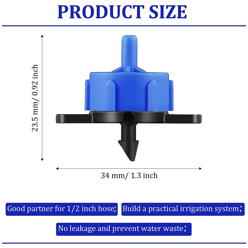 80Pcs Pressure Compensating Drip Emitters Adjustable Irrigation Drippers 2 GPH Drip Irrigation Mini Connectors For Lawn