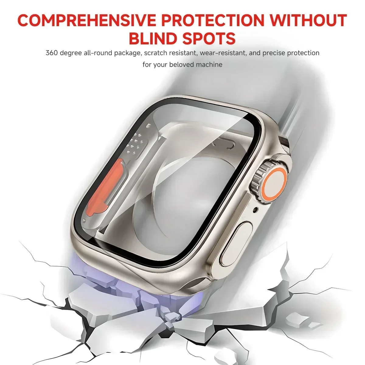 Change To Ultra 360 Full Cover Case for Apple Watch 45mm 44mm Tempered Glass Screen Protector for IWatch Series 10 9 8 7 6 SE 5