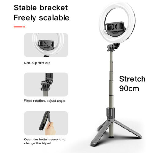 4 in 1 selfie ring light wireless Bluetooth selfie stick mini tripod Handheld Extendable selfie stick With Remote