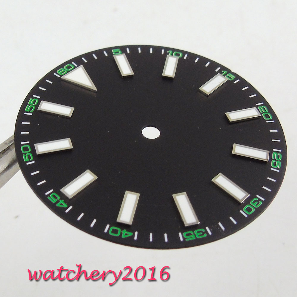 30.8mm sorte lysende urskive uden dato for mingzhu  dg2813 urværk