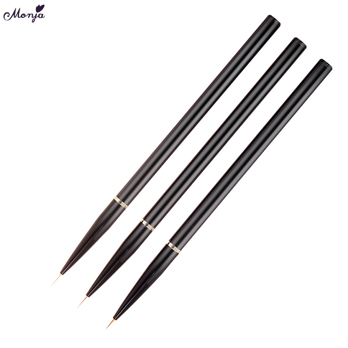 Monja 3 Stks/set Nail Art Meerdere Stijlen Handvat Schilderij Borstel Kit Franse Streep Line Liner Patroon Diy Tekening Pen Manicure tool: 6