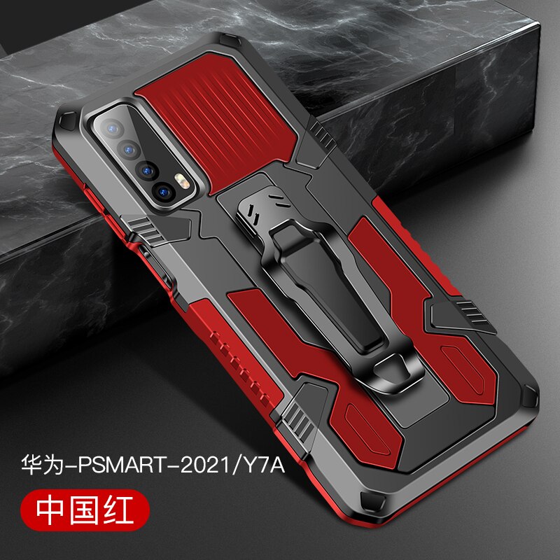 Armor Case Voor Huawei Y7A Case Shockproof Riemclip Holster Cover Voor Huawei Huaweiy Huawei Y7A Y 7A Y7 een Coque Funda: For Enjoy 10 Plus / Red