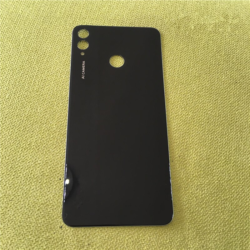 Honor8x original habitação traseira para huawei honor 8x vidro capa traseira reparação substituir telefone bateria porta caso + logotipo adesivo cola: Black