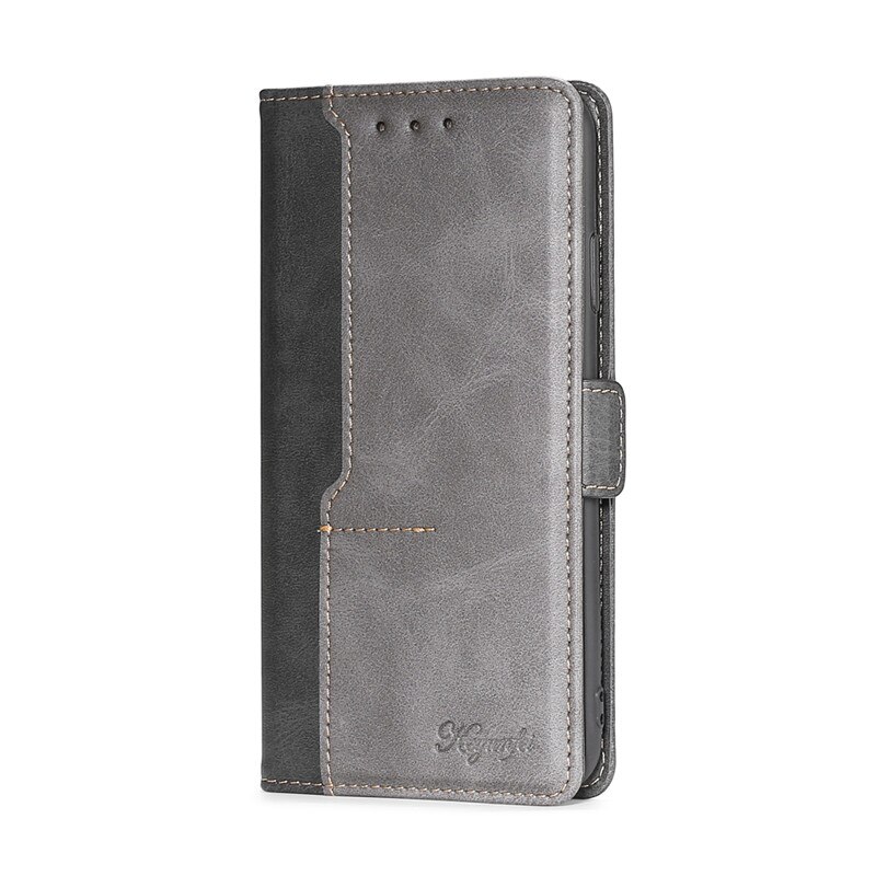 Étui de support de fente de carte de crédit de sac de téléphone en cuir d'unité centrale pour Xiaomi Mi10T Lite/Xiaomi Mi10T Pro/Xiaomi Mi10T étui de téléphone magnétique: Xiaomi Mi10T Lite / Black n Gray