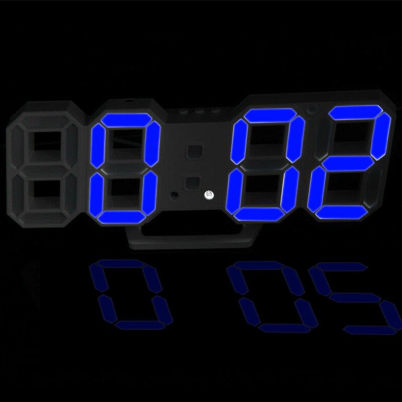 Eenvoudige Moderne Digitale 3D Led Wandklok Wekkers Snooze Klok Met 12/24 Uur Display Home Cedroom Digitale Wandklok e2S: White Blue Font