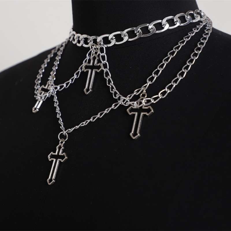 Wgoud Gothic Cross Hanger Choker Ketting Kettingen Voor Vrouwen Meisje Hip Hop Gypsy Club Accessoires Sieraden