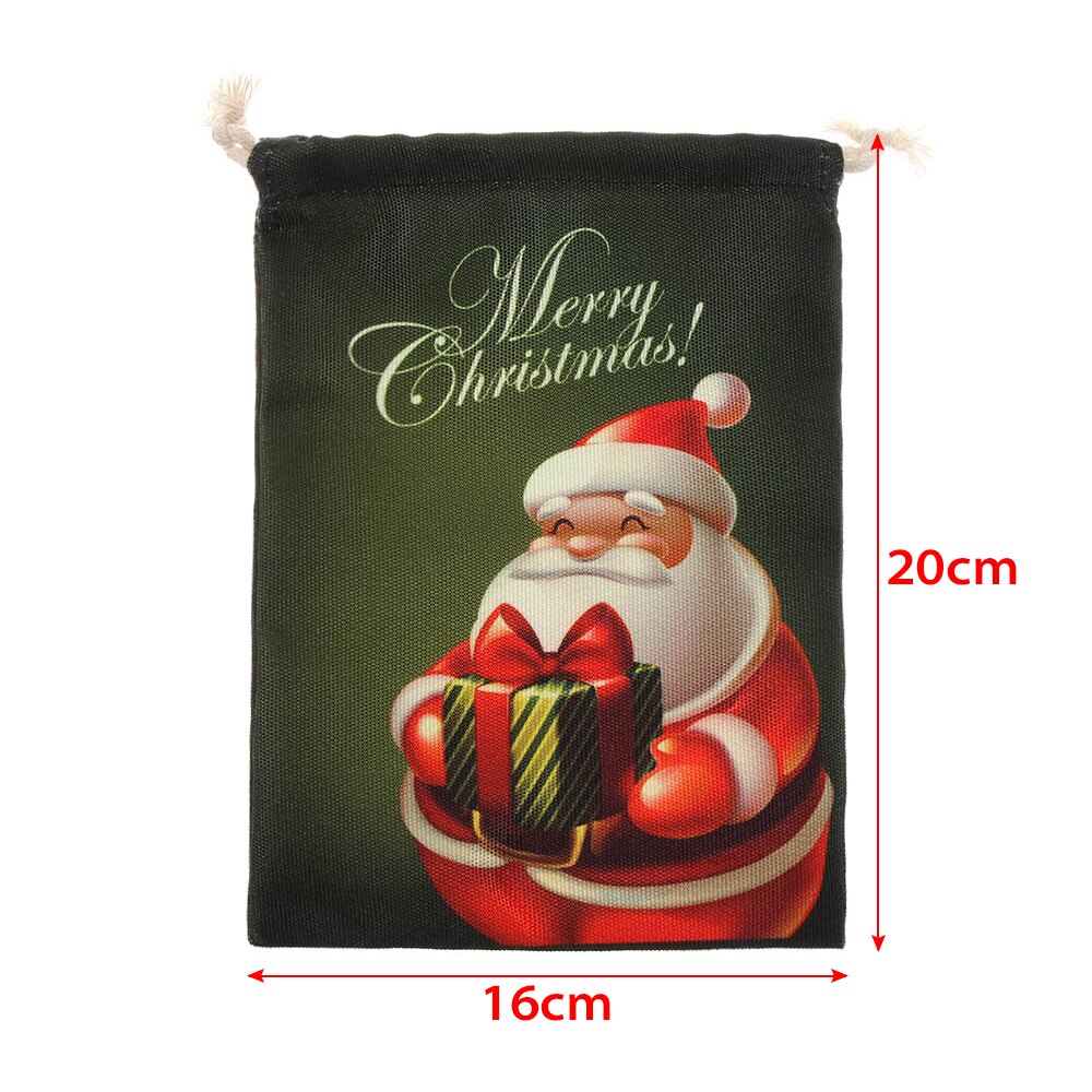 Kersttas met trekkoord voor kinderen, festivaldecoratie, kerstprint, canvas tassen, trekkoordzakje, snoepzak
