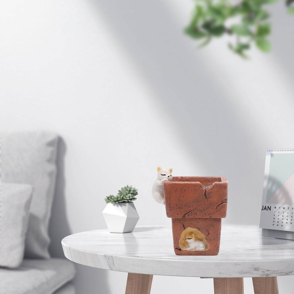 2x Succulent Pots Resin Flower Pot Small with Drainage for Indoor