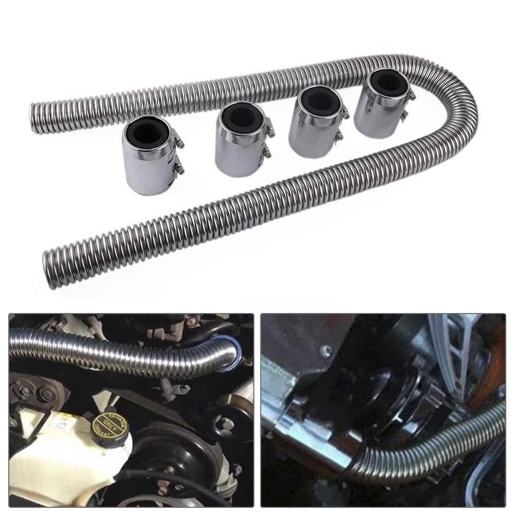 Universal Flexible Car Stainless Steel Radiator Flex Coolant Water Hose Kit With Caps Radiator Cover Anti-corrosion RS-RC001-125